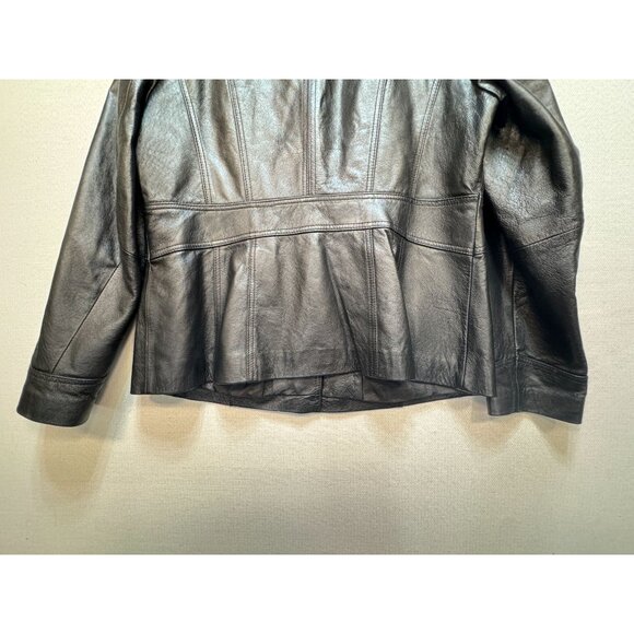 East 5th Womens Genuine Leather Moto Blazer Jacket Large Black Grunge Casual - Picture 10 of 12